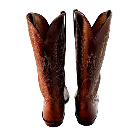 VTG Lucchese 1883 Crayton Cowboy Boots Mens 10 D Brwn Mad Dog Goat Leather N1547 main image 4